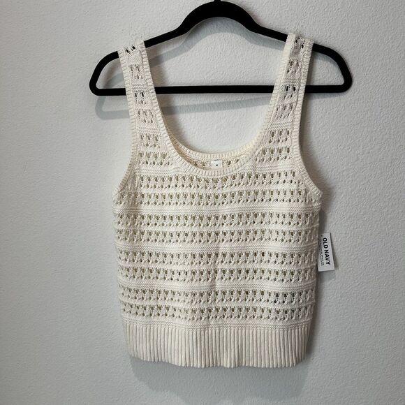 Old Navy Tops - Old Navy NWT Knit Crochet Cream / Off White Sleeveless Crop Top size M